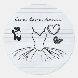 Adesivo Redondo Ballerina Dance Doodles e Papel para Notebook