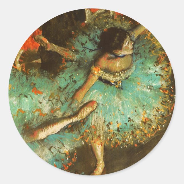 Adesivo Redondo Ballerina Dance Green Dancer Edger Degas Painting (Frente)
