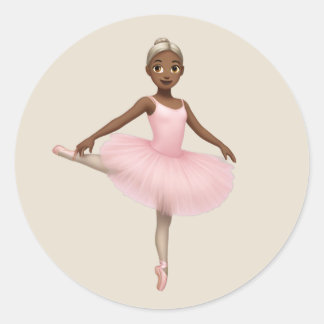 Adesivo Redondo Ballerina Emoji em Tutu Rosa