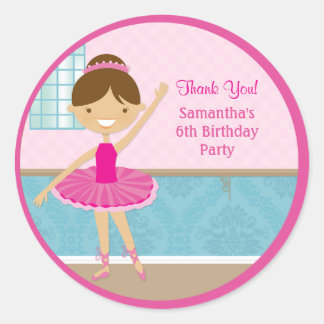 Adesivo Redondo Ballerina Festa de aniversário Favor Stickers