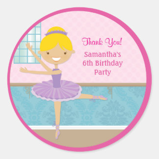 Adesivo Redondo Ballerina Festa de aniversário Favor Stickers