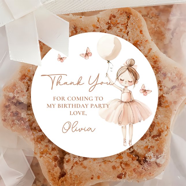 Adesivo Redondo Ballerina Festa de aniversário Sticker (Criador carregado)