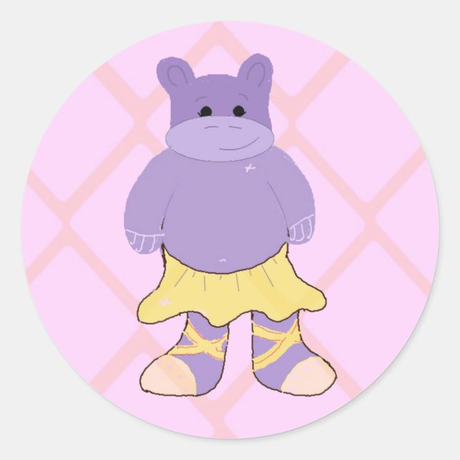 Adesivo Redondo Ballerina Hippo (Frente)