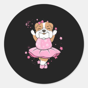 Adesivo Redondo Ballerina Inglesa Rosa Ballett Cachorro Ballett Em