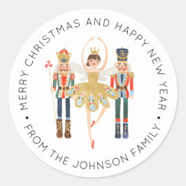 Adesivo Redondo Ballerina Nutcracker Natal Clássico Rou