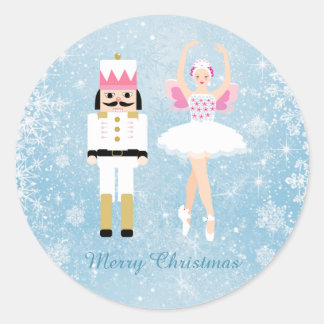 Adesivo Redondo Ballerina & Nutcracker no Natal azul