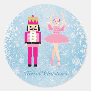 Adesivo Redondo Ballerina & Nutcracker no Natal azul