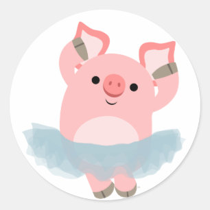 Adesivo Redondo Ballerina Pig Sticker