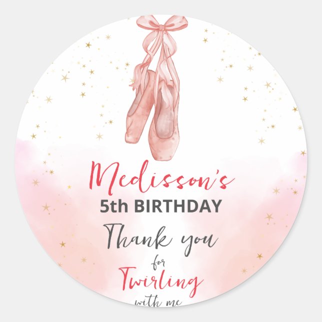 Adesivo Redondo Ballerina Pink Balé Slippers favor (Frente)