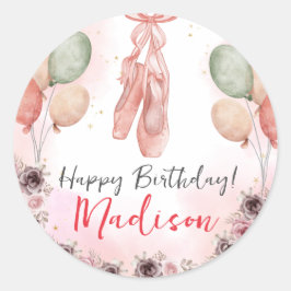 Adesivo Redondo Ballerina Pink Balé Slippers floral