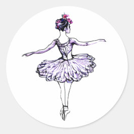 Adesivo Redondo Ballerina Silhouette