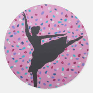 Adesivo Redondo Ballerina Silhouette Stickers