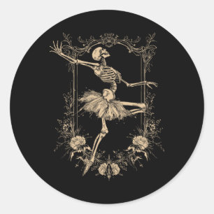 Adesivo Redondo Ballerina Skeleton Gótico De