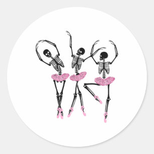Adesivo Redondo Ballerina Skeletons Dançando Halloween Ballerina S