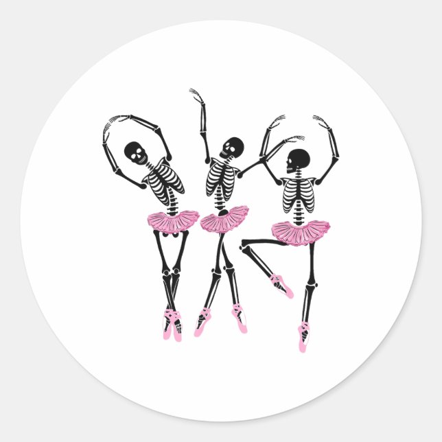 Adesivo Redondo Ballerina Skeletons Dançando Halloween Ballerina S (Frente)
