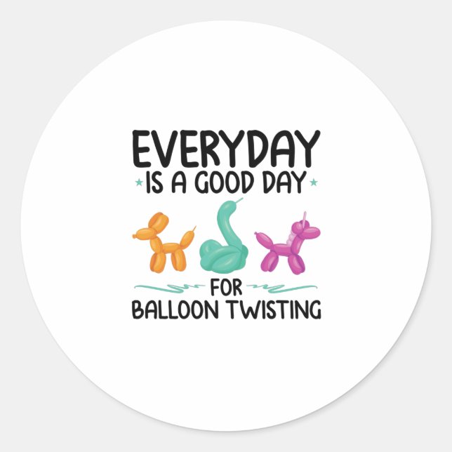 Adesivo Redondo Balloon Animals | Modelling Balloons Twister Gifts (Frente)