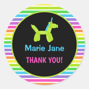 ADESIVO REDONDO BALÕES DE ANIMAIS DE NASCIMENTO NEON