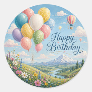 Adesivo Redondo Balões de Aniversário Caprichosos