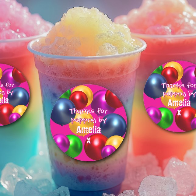 Adesivo Redondo Balões de aniversário divertidos Favoritos persona (Criador carregado)