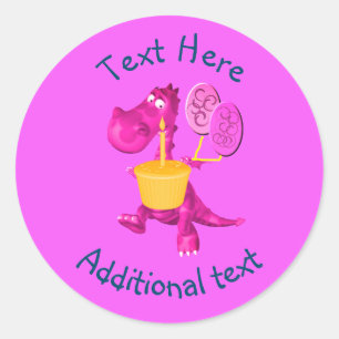 Adesivo Redondo Balões de Cupcake de Dragão Roxo Personalizados