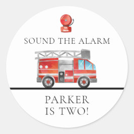 Adesivo Redondo Balões de Festa de aniversário de Caminhão de Fogo