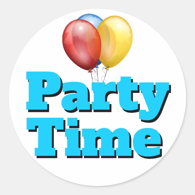 Adesivo Redondo Balões de Festa de Tempo Azul Brilhante (Frente)
