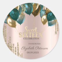 Balões de Glitter Dourado Drips Rose Gold Sweet 16
