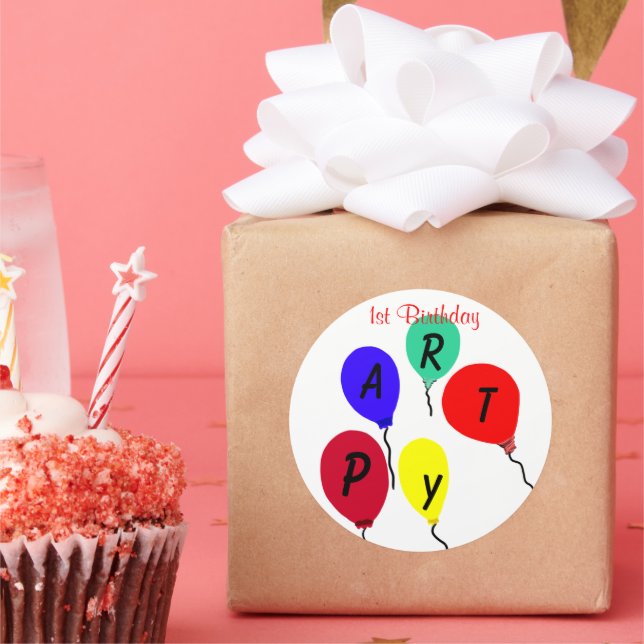 Adesivo Redondo Balões de Primeira Festa de aniversário (Festa)