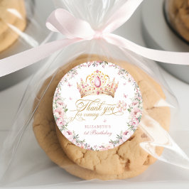 Adesivo Redondo Balões de primeiro aniversario da Princesa Dourada