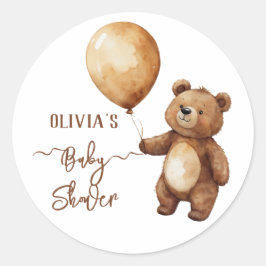Adesivo Redondo Balões de Urso Nuvens Esperam Chá de fraldas Brilh
