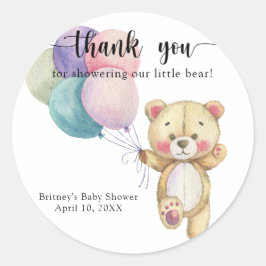 Adesivo Redondo Balões de ursos de pelúcia - obrigado