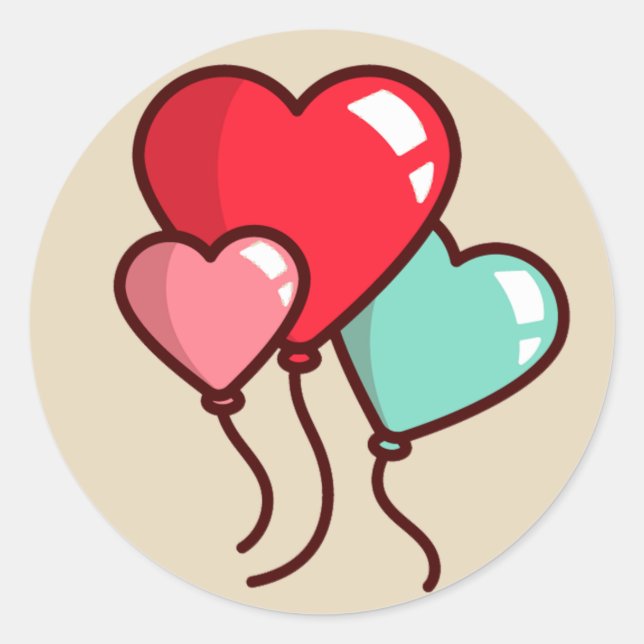 Adesivo Redondo Balões do Coração (Frente)