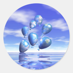 Adesivo Redondo Balões do Mundo do Dia da Terra