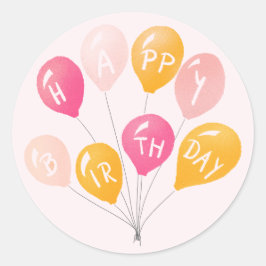 Adesivo Redondo Balões do Partido Rosa Amarelo Criança Feliz Anive