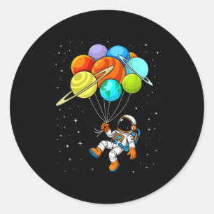 Adesivo Redondo Balões do Planeta Astronauta Sistema Solar Espaço