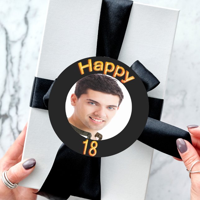 Adesivo Redondo Balões dourados de festa de aniversário 18 preto (Criador carregado)