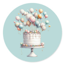 Balões surrealistas e Bolo de aniversário