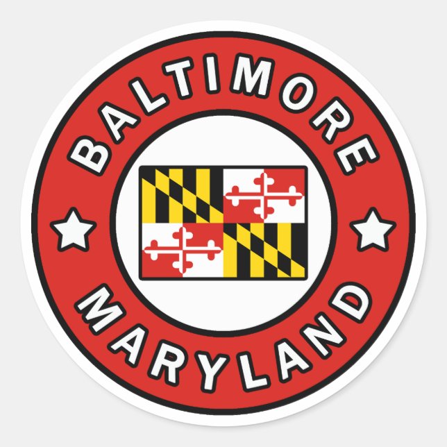 Adesivo Redondo Baltimore Maryland (Frente)