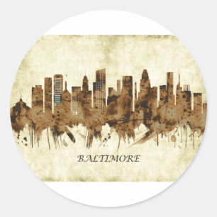 Adesivo Redondo Baltimore Maryland Cityscape