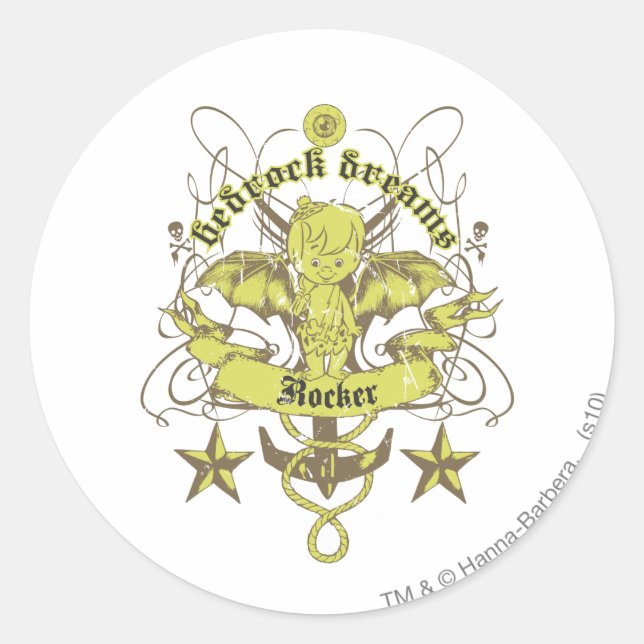 Adesivo Redondo Bam Bam Bedrock Dreams (Frente)