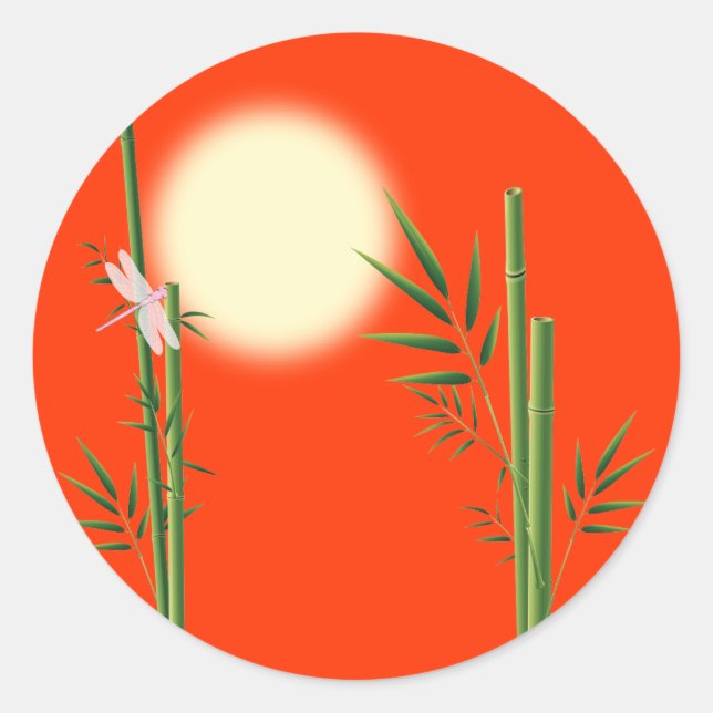 Adesivo Redondo Bambu e Dragonfly (Frente)