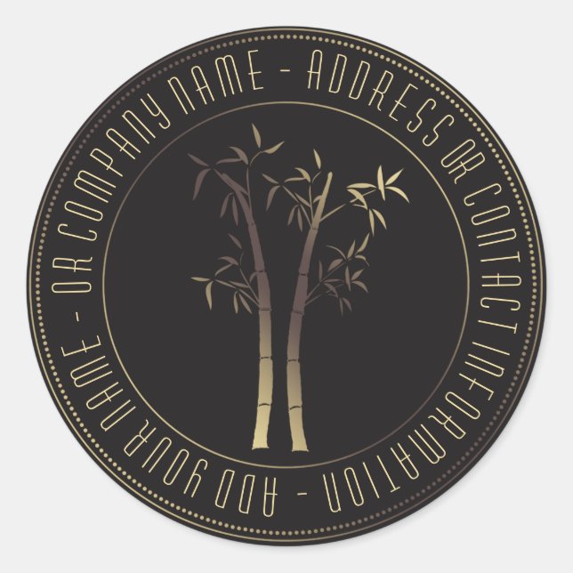 Adesivo Redondo Bambu em quadro circular Dourado (Frente)