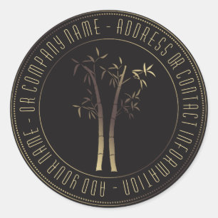 Adesivo Redondo Bambu em quadro circular Dourado