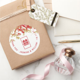 Adesivo Redondo Bambu Vermelho e Dourado deixa casamento asiático