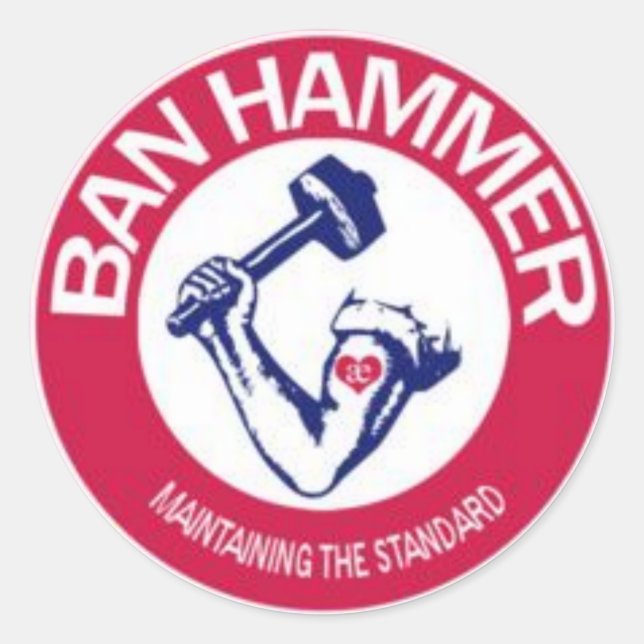 ADESIVO REDONDO BAN HAMMER STICKERS (Frente)
