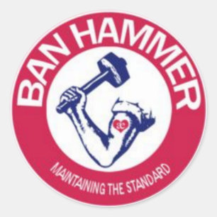 ADESIVO REDONDO BAN HAMMER STICKERS