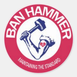 ADESIVO REDONDO BAN HAMMER STICKERS