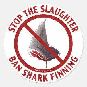 Adesivo Redondo Ban Shark Finning Sticker