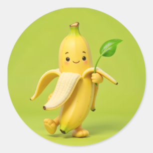 Adesivo Redondo “Banana Baby diz olá! 🍌💙 Adicione doçura e sorri