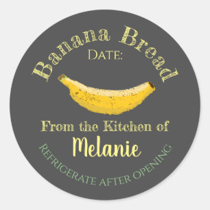 Adesivo Redondo Banana Bread Chalk Art Baking Homemade